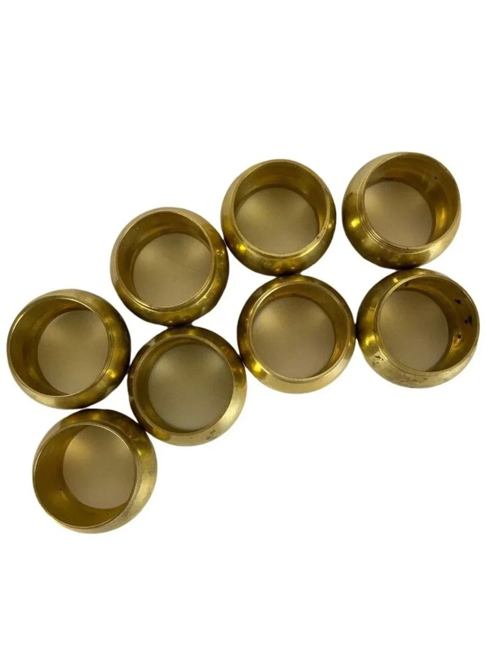 Antique Brass Napkin Rings Set Of 8 Rounded Tube Classic Table Decor India